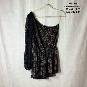 One Shoulder‎ Black Lace Top Sheer Sleeve Party Cocktail M Whimsigoth Witchy